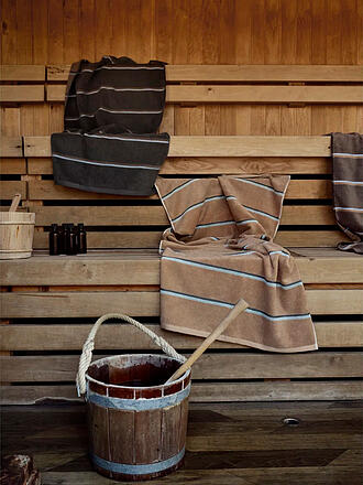 ZONE DENMARK | Drap de douche SAUNA 70x140cm Camel/Bleu Glace/Vert Olive