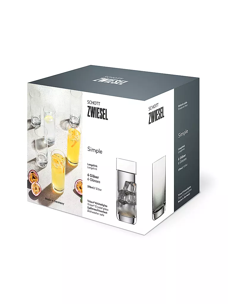 ZWIESEL GLAS | Ensemble de 6 verres à long drink SIMPLE 370ml | 