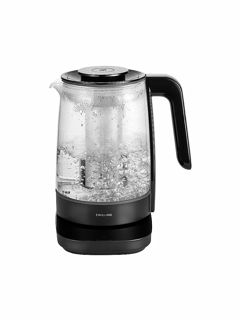 ZWILLING | Bouilloire avec infuseur à thé 1,7 l verre / noir | schwarz