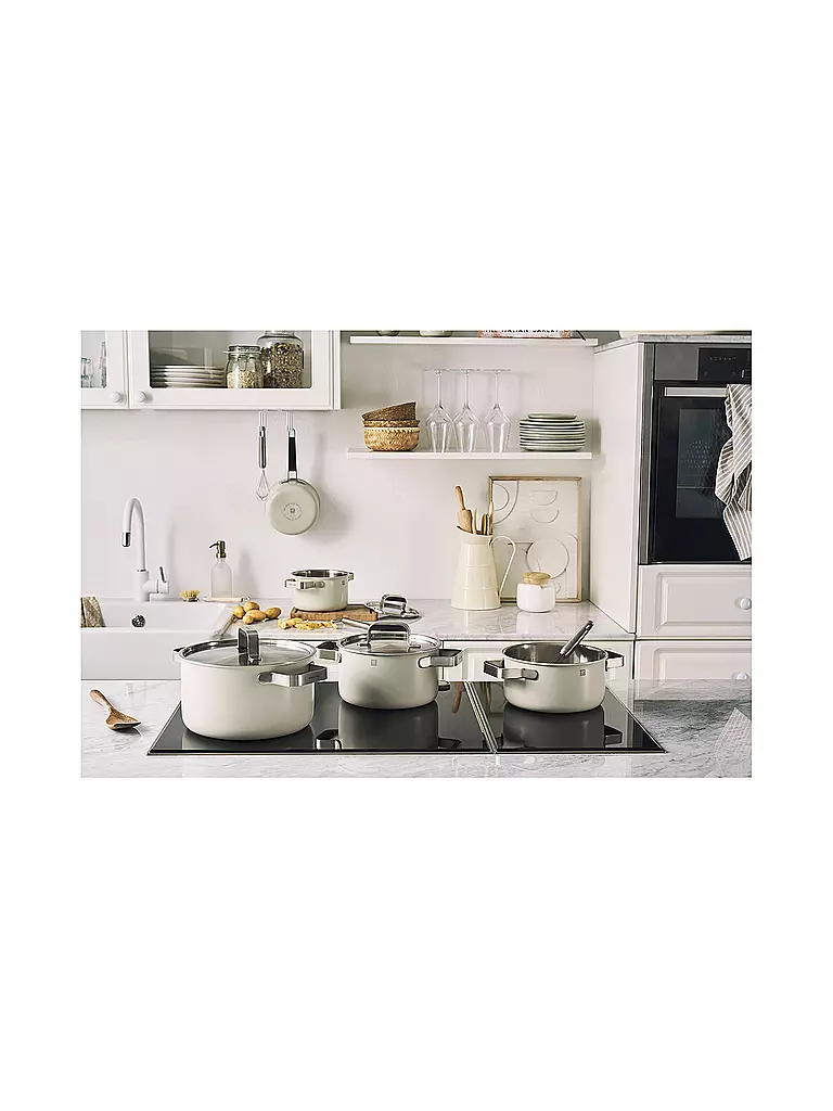 ZWILLING | Kochgeschirr - Set 5tlg. PURE Edelstahl / Elfenbein  | Crème